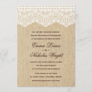 Invitations de toile de jute et de mariage de