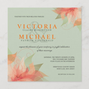 Invitations de toile oranges et sages tropicales