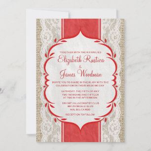 Invitations de toile vintages rouges et blanches