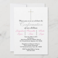 Invitations de triplets roses de confirmation