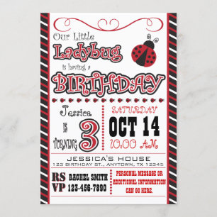 Invitations de troisième anniversaire de Ladybug