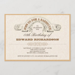Invitations de typographie vintage pour fête BBQ