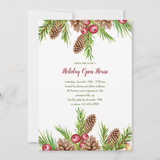 Invitations de vacances Pine et Berries (Devant)