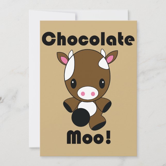 Invitations de vache Moo Kawaii au chocolat (Devant)