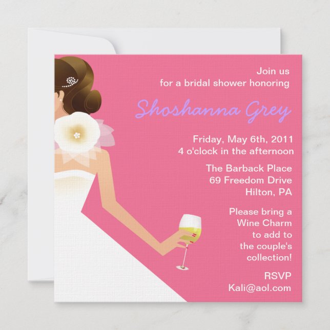 Invitations de vin de la mariée (Devant)