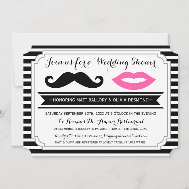 Invitations de wedding shower de moustache et de (Devant)