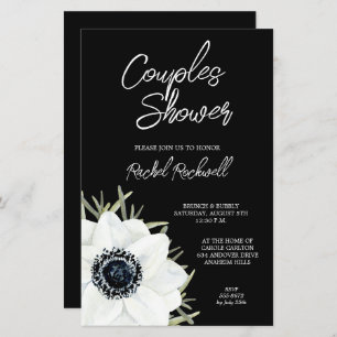 Invitations de Wedding shower Floral Blanc Noir