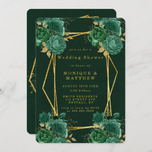 Invitations de Wedding shower géométrique vert or