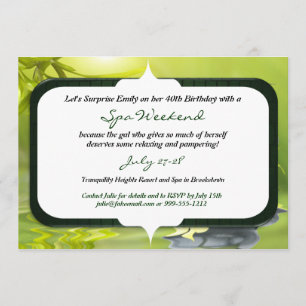Invitations de week-end de spa d'anniversaire de