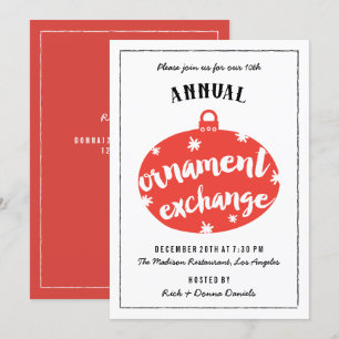 Invitations d'échange d'ornements de Noël