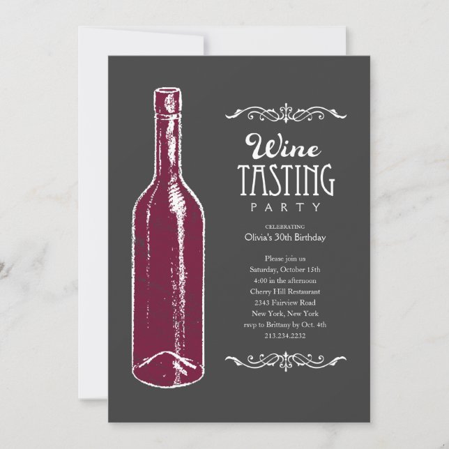 Invitations d'échantillon de vin (Devant)