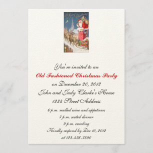 Invitations démodées Père Noël de fête de Noël