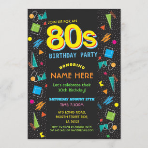 Invitations des années 80 à la fête d'anniversaire