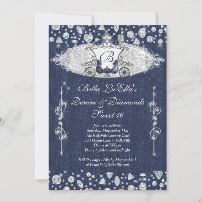 Invitations des parties Denim et Diamonds (Devant)