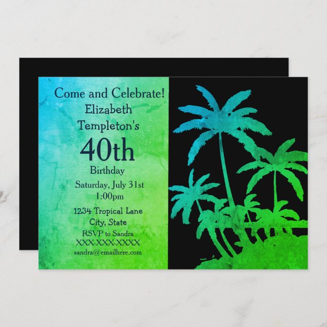 Invitations d'été tropicales (Devant / Derrière)