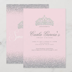 Invitations d'étincelle d'argent de sweet sixteen