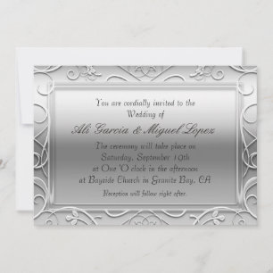 Invitations d'événement Mariage Silver Elegant Gla