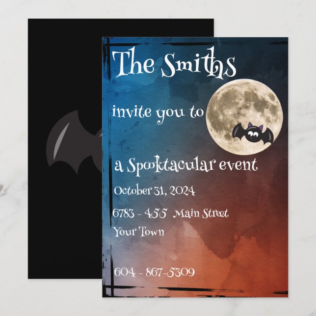 Invitations d'Halloween (Devant / Derrière)