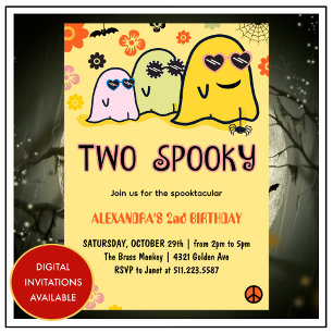Invitations d'Halloween 2ème anniversaire fantômes