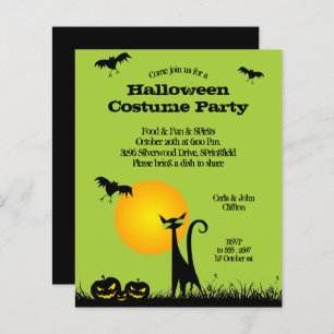 Invitations d'Halloween Chat Noir Budget
