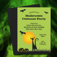 Invitations d'Halloween Chats et chauves-souris no