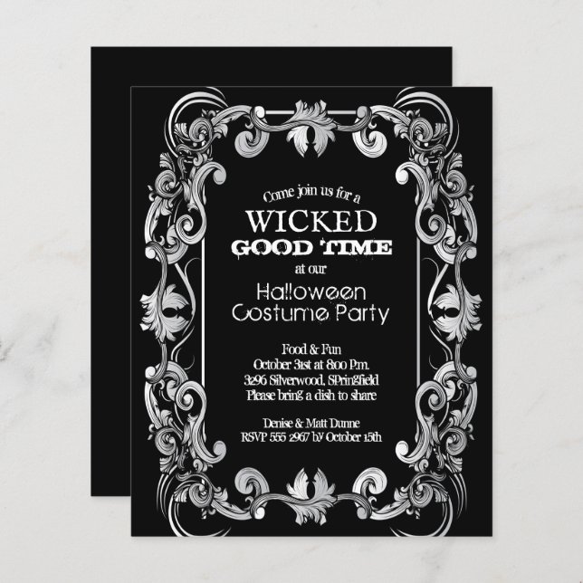 Invitations d'Halloween des bordures budgétaires (Devant / Derrière)
