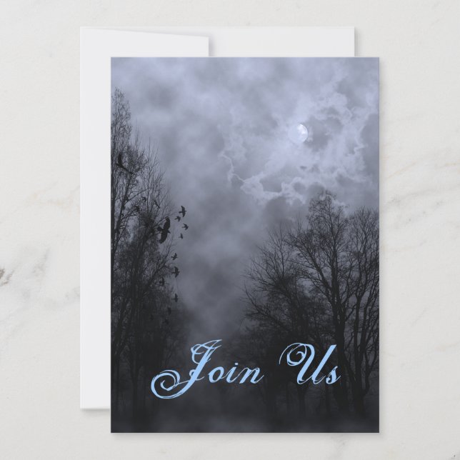 Invitations d'Halloween Haunted Ciel bleu (Devant)