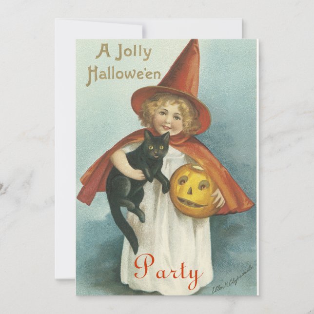 Invitations d'Halloween Vintages (Devant)