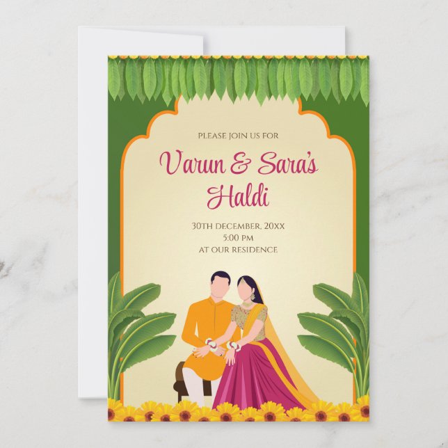 Invitations Digital Haldi & Cartes d'invitation Di (Devant)