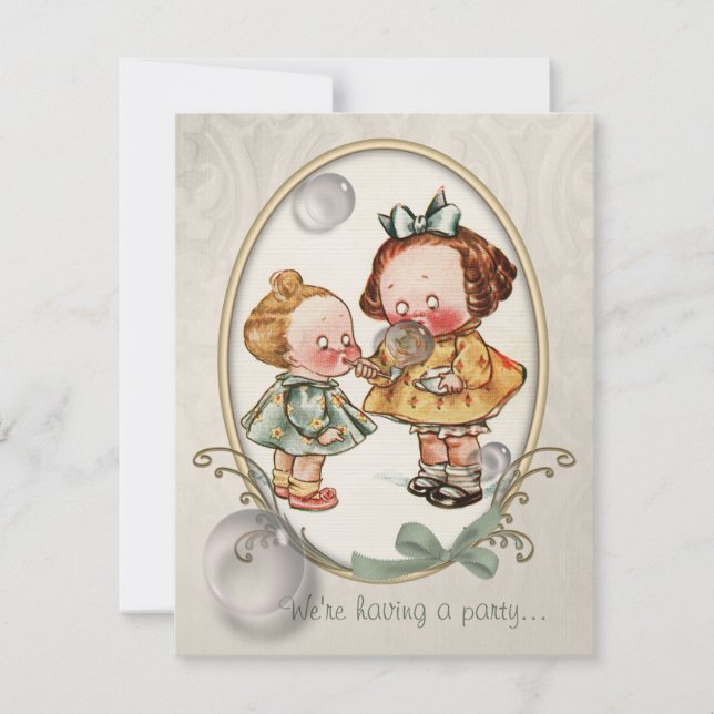 Invitations d'illustrations Vintages de Tiny Toddl (Devant)