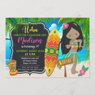Invitations d'invitation d'anniversaire de Luau