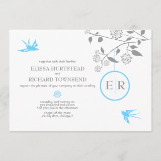 Invitations d'oiseaux Aqua Marigold