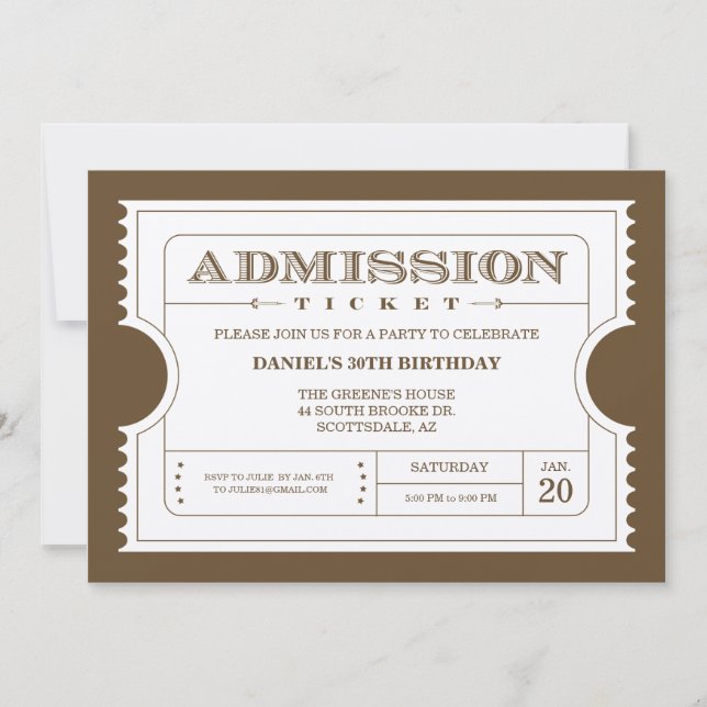 Invitations d'or de billet sur le papier (Devant)