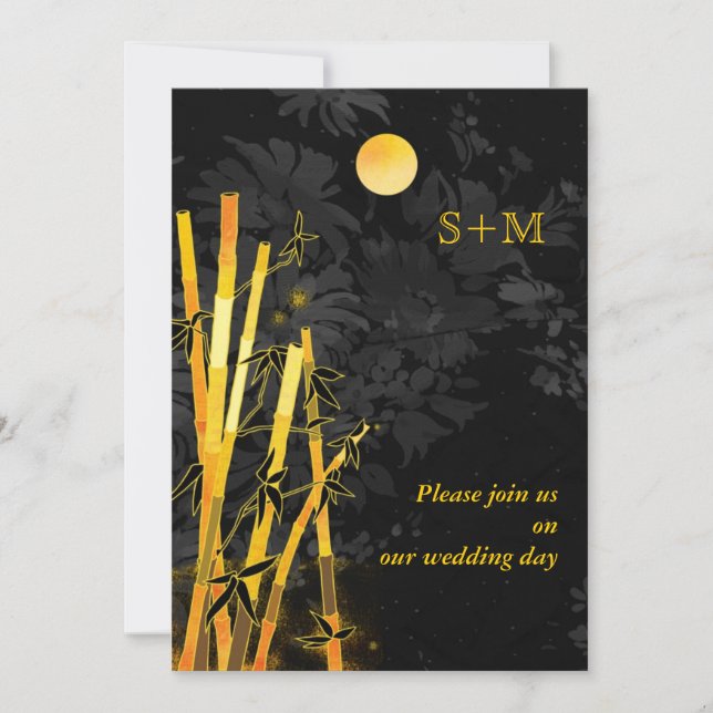 Invitations d'or de mariage de monogramme de (Devant)