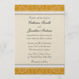 Invitations d'or élégantes de mariage de dentelle