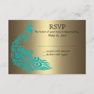 Invitations d'or et du paon RSVP de Teal
