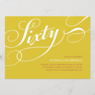 Invitations d'or jaune Élégant 60e anniversaire