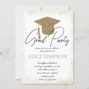 Invitations d'or simple à la fête de graduation