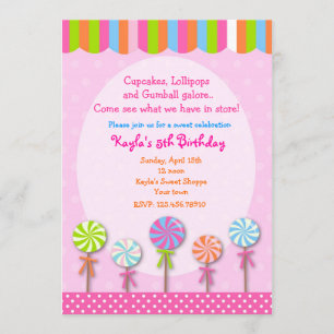 Invitations douces d'anniversaire de Candyland de