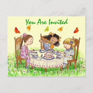 Invitations douces de thé de filles et de