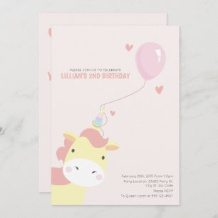 Invitations douces et magiques de licorne