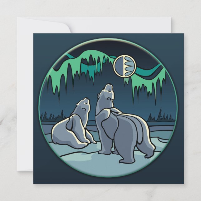 Invitations d'ours Cartes d'art d'ours polaires pe (Devant)