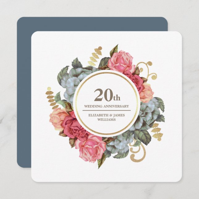 Invitations du 20e anniversaire du Mariage (Devant / Derrière)