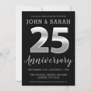 invitations du 25e anniversaire de mariage argent