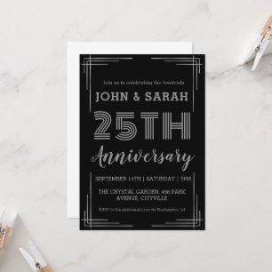 invitations du 25e anniversaire de mariage argent 