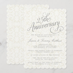 Invitations du 25e anniversaire du Mariage d'argen