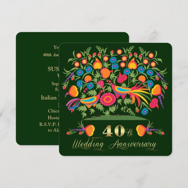 Invitations du 40e anniversaire du Mariage (Devant / Derrière)