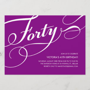 Invitations du 40e anniversaire pourpre