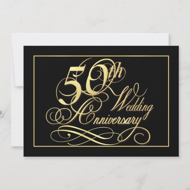 Invitations du 50e anniversaire de la fête - Or of (Devant)