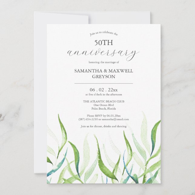 Invitations du 50e anniversaire de Mariage botaniq (Devant)